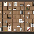 Modern Wooden Bookshelf With Organized Multiple Compartments Books Decorative Items And Plants
