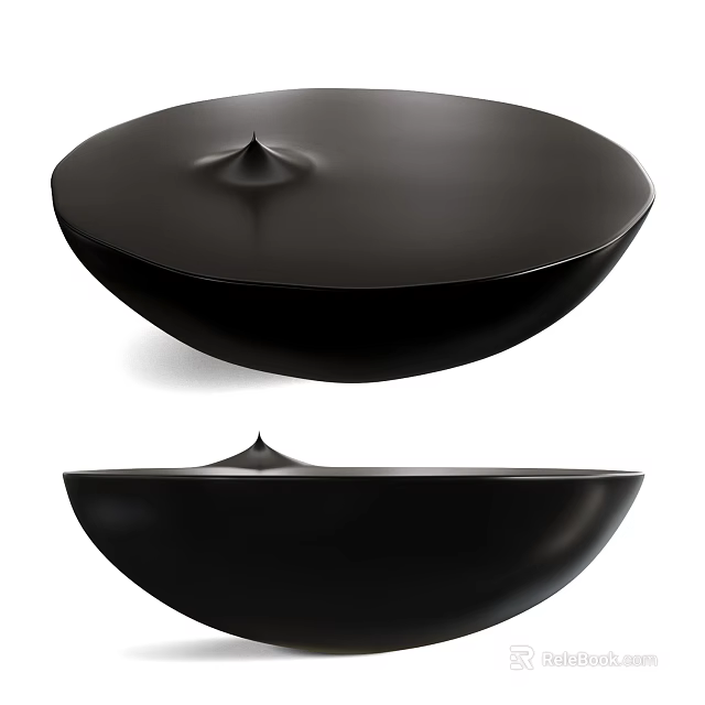 Elegant Modern Black Circular Coffee Table With Unique Smooth Surface Design 3d model 