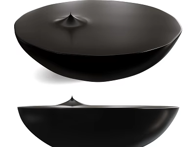 Elegant Modern Black Circular Coffee Table With Unique Smooth Surface Design 3d model