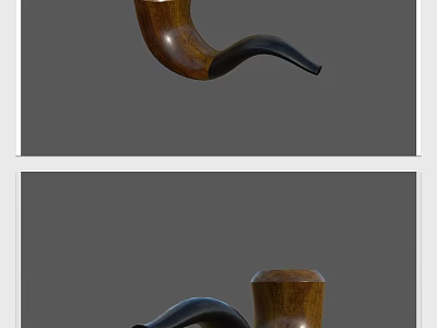 Unique Wooden Ornament Set With Curved Design For Decorative Home 3d model