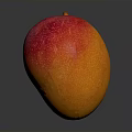 Fresh Ripe Mango With Red Orange Gradient Color Shiny Surface On Gray Background