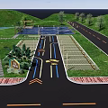 Eco Friendly Parking Lot With Green Grass Trees Pedestrian Paths And Road Markings