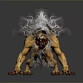 Mythical Creature With White Mane Yellow Body Horns And Spiked Tail