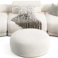 Modern Sectional Sofa With Plush Pillows Cozy Blanket And Ottoman Color Options