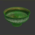 Antique Copper Silver Sculpture Carving Bowl With Intricate Engravings And Pedestal Base
