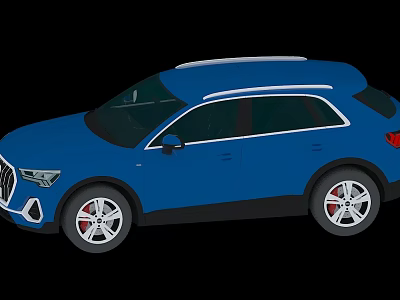 Blue Audi SUV with Silver Alloy Wheels and Roof Rail Design 3d model
