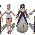 Modern Game Role Game Characters 3d model