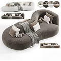Modern Curved Sectional Sofa With Plush Pillows Cozy Throw Blanket And Golden Legs