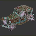 Vintage Rusty Old Car With Orange And Blue Weathered Paint