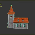 Charming Mall Shop With Red Spire Red Roof Gray Stone Walls And Arched Windows