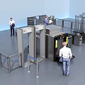 Public Security Facility Featuring Security Gates And Screening Equipment For Passengers