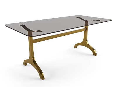Modern Elegant Dining Table With Glass Top And Golden Legs Design 3d model