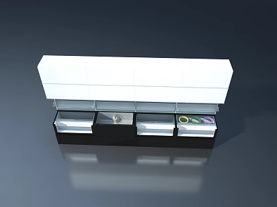 Modern Hinged Door Cabinet With White Upper Storage And Black Drawers 3d model