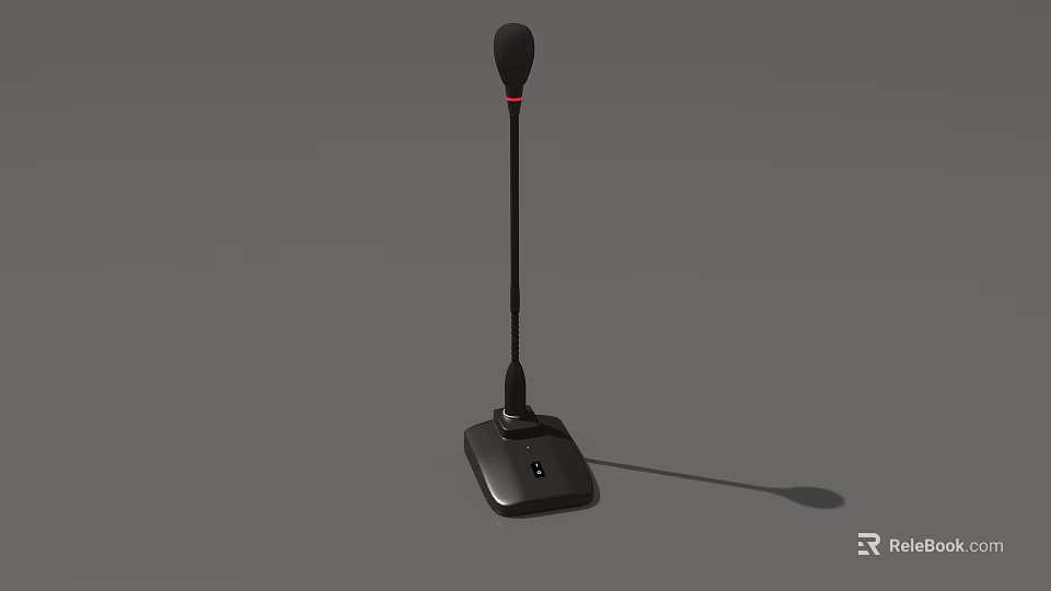 Professional Black Desktop Computer Microphone With Adjustable Stand For PC Recording 3d model 