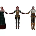 Three Female Game Movie Characters With Unique Fantasy Adventure Costumes