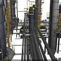 Industrial Chemical Plant Equipment With Large Towers Pipes And Reactors