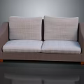 Modern Two Seater Sofa With Light Gray Fabric Cushions Dark Brown Frame And Wooden Legs