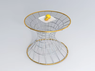 Modern Metallic Chandelier With Circular Design Golden Frame White Square Base And Yellow Decor Element 3d model