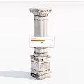 Classical White Stone Column With Ornate Design And Pedestal Base 3d model