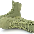 Olive Green High Top Tactical Boots For Outdoor Use 3d model