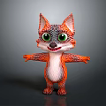 Cute Cartoon Fox Character With Colorful Fur Big Green Eyes And Open Arms