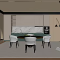 Modern dining room table and chair cabinet chandelier 3d model
