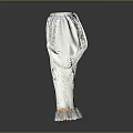 Stylish White Elastic Waist Pants With Delicate Lace Trim At Ankles Design