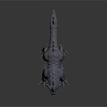 Mythical Gray Scaled Dragon like Creature With Sharp Spikes Muscular Limbs Open Mouth And Claws