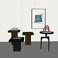 Modern Side Table Corner Table Small Coffee Table Ornaments Books 3d model