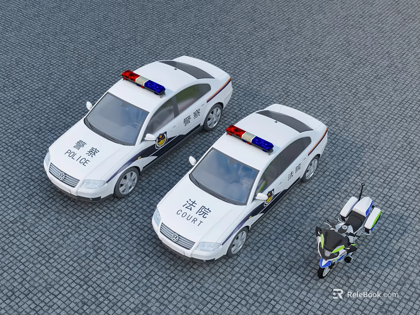 Police Functional Vehicles For Law Enforcement Including Patrol Cars And Motorcycle 3d model 