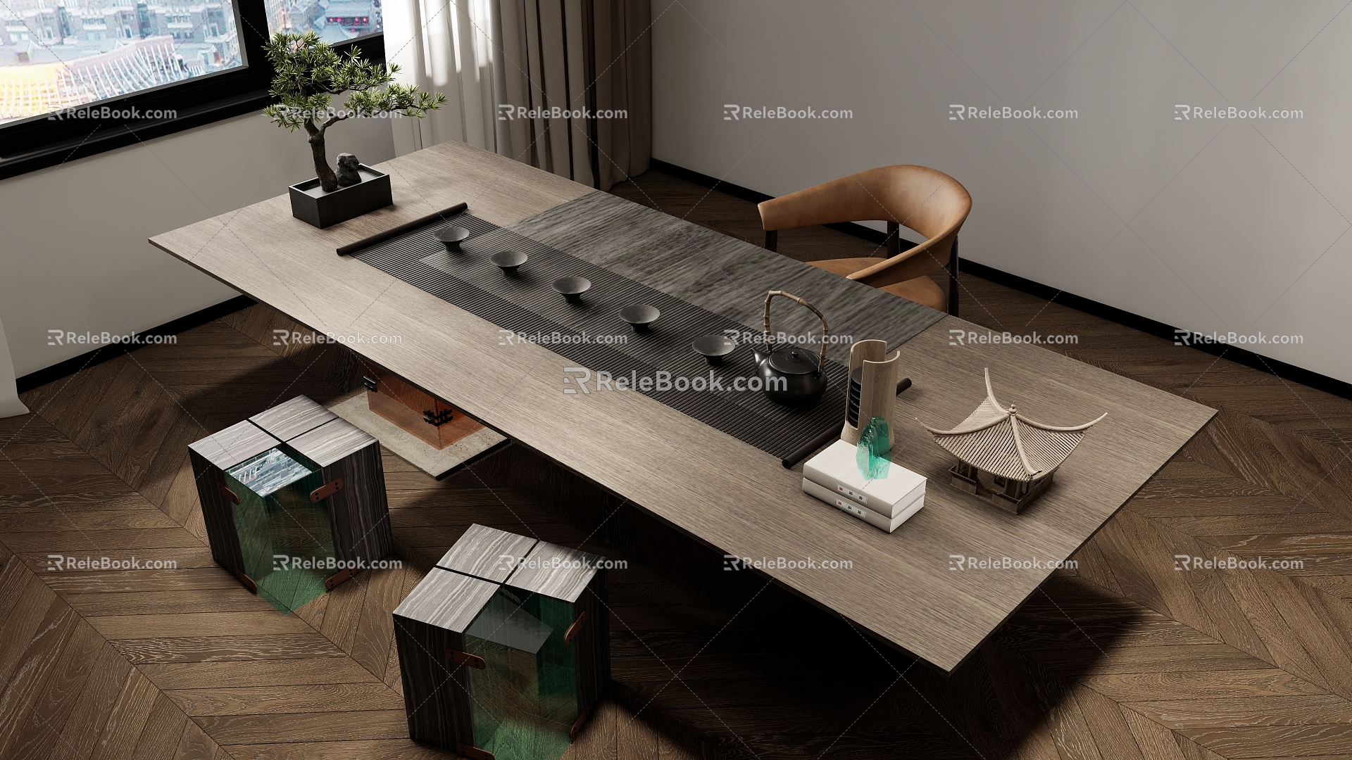 New Chinese Tea Table and Chair Combination Tea Table Tea Table and Chair Tea Table 3d model