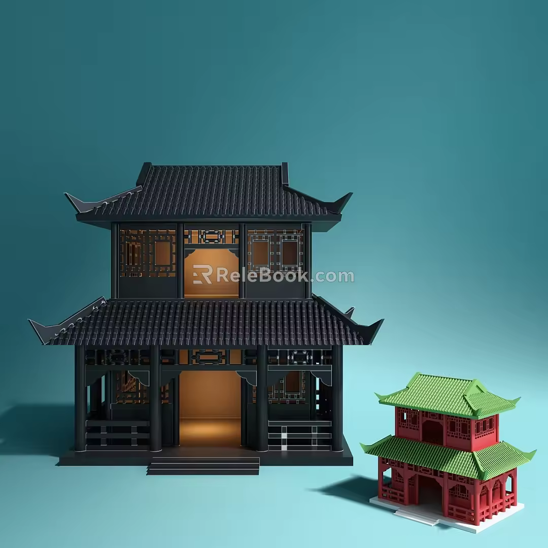 Modern Ornaments Ancient Architecture Nightlight Palace 3d model