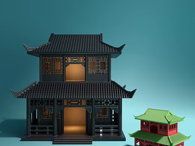 Modern Ornaments Ancient Architecture Nightlight Palace 3d model
