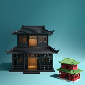 Modern Ornaments Ancient Architecture Nightlight Palace 3d model