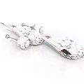 Detailed Spacecraft Model With Cosmic Design And Red Accents On White Background