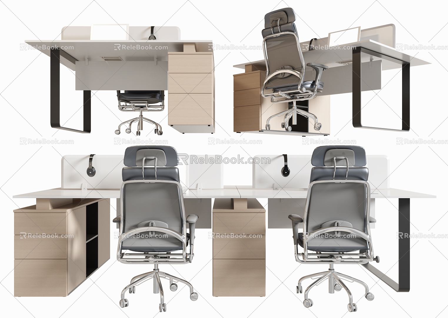 Modern office desk and chair combination 3d model