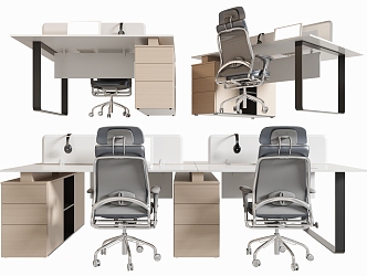 Modern office desk and chair combination 3d model