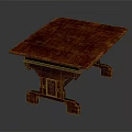 Vintage Wooden Table With Carved Legs And Square Textured Surface Design