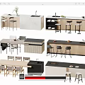Modern Bar Counter Designs With Wooden Marble Tops And Matching Stools