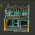 Traditional Two Story Architecture With Tiled Roof Wooden Columns And Front Porch