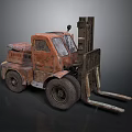 Old Rusty Forklift with Heavy Duty Forks and Vintage Design for Industrial Cargo Handling