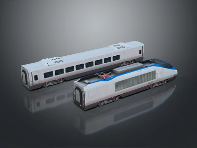 Modern High Speed Trains With Sleek Aerodynamic Design And Multiple Carriages 3d model