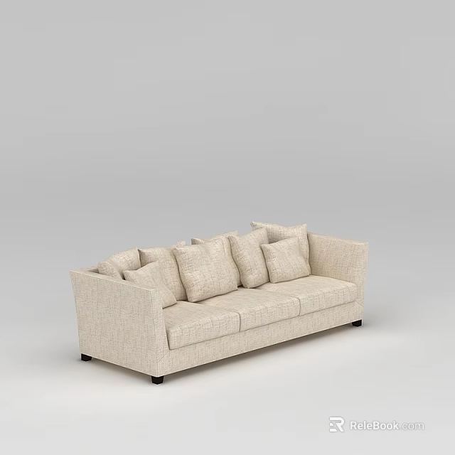 Modern Beige Sofa With Multiple Cushions For Living Room Interior Design 3d model