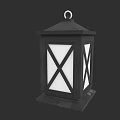 Black Square Candle Lamp With Cross Pattern Shade And Top Ring Design