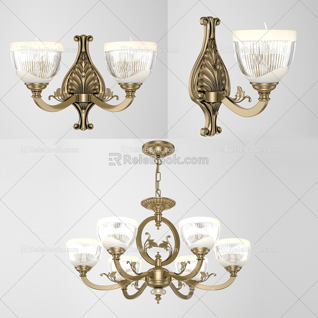 Simple European lamps and lanterns combination lamps model