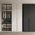 Modern Wardrobe Design Featuring Glass Door Cabinet Hanging Clothes Folded Garments And Shoes