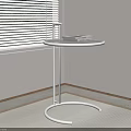 Modern Chrome Side Table With Round Top And Circular Base In Room Corner 3d model