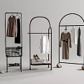 Modern Metal Arc Coat Racks with Hanging Clothes Shoes and Storage Basket