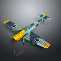 Space Aerospace Model Airplane With Blue Yellow Color And Black Cross On Grey Background