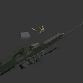 High Precision Tactical Rifle With Green Stock Black Scope Magazine And Bullets